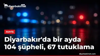 Diyarbakır'da bir ayda 104 şüpheli, 67 tutuklama