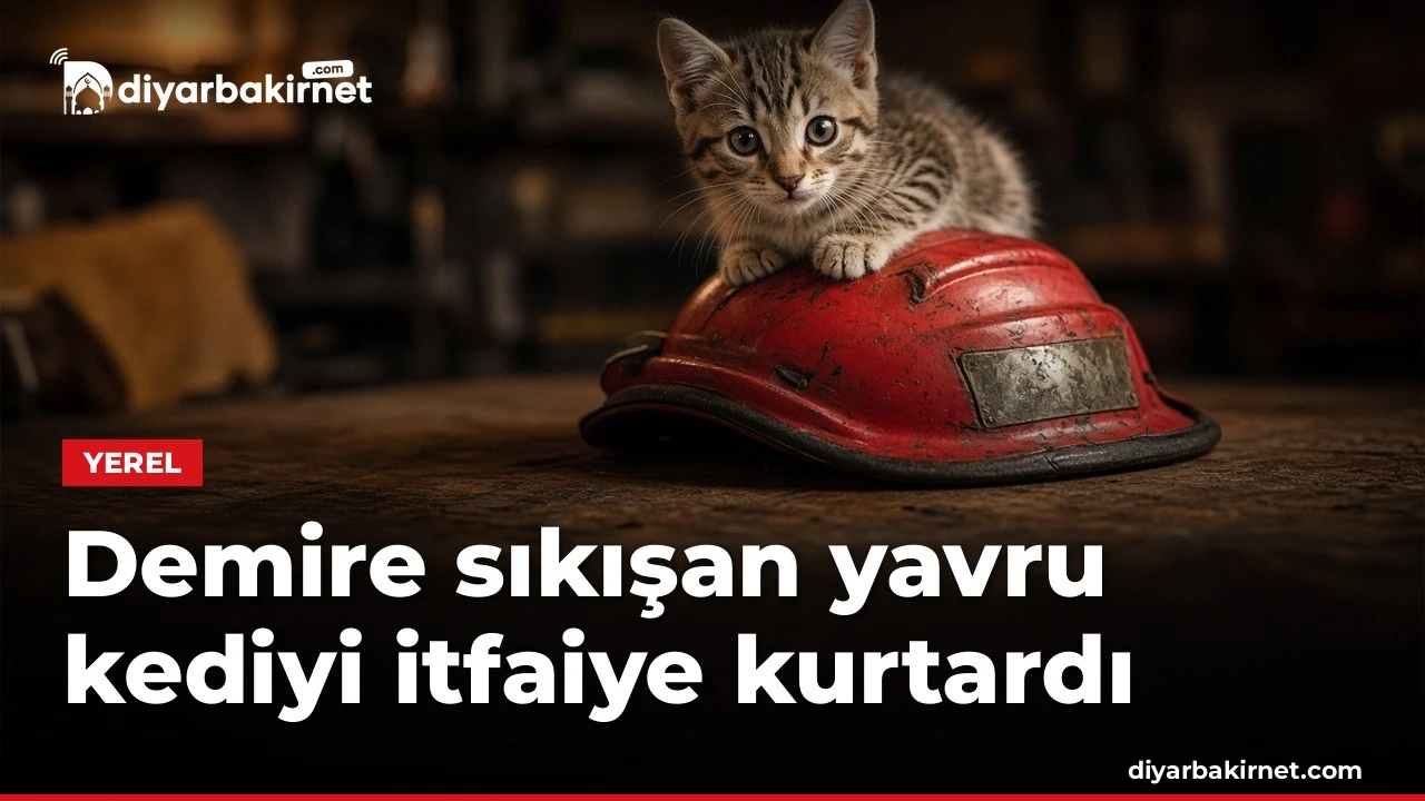 Demire sıkışan yavru kediyi itfaiye kurtardı